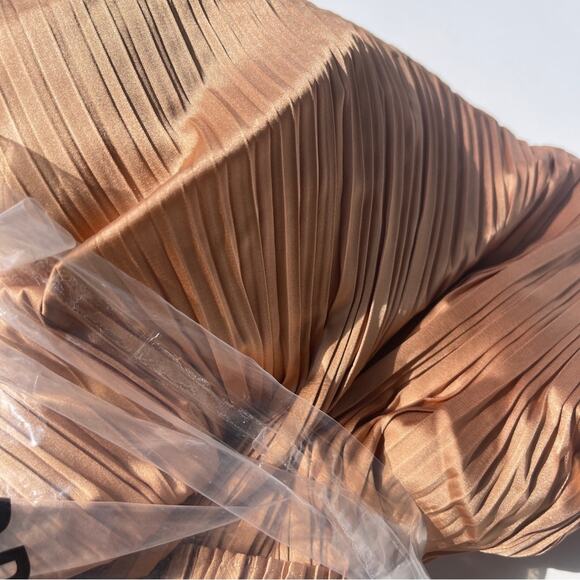 Andrea Iyamah Linea Toffee Pleated Wide-Leg Pants Peplum Waist - Picture 12 of 13
